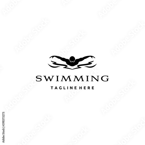 Butterfly Swimming Icon, Athlete Silhouette