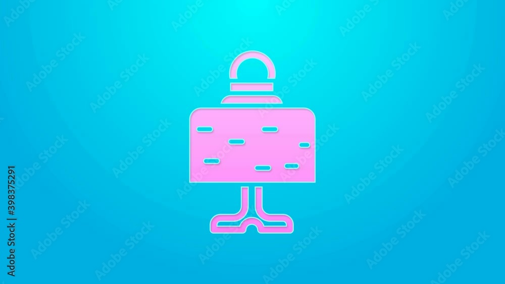Pink line Magic ball on table icon isolated on blue background. Crystal ball. 4K Video motion graphic animation Pink line Magic ball on table icon isolated on blue background. Crystal ball. 4K Video motion graphic animation