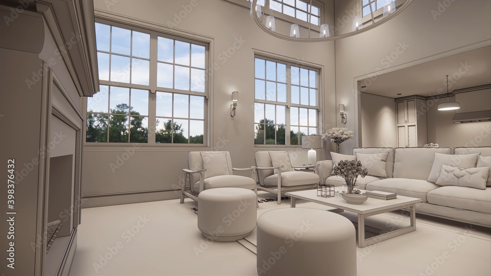 3d rendering. Interior house modern open living space with kitchen.Loft style Duplex apartment residence.Home decoration luxury interior design. 3d rendering. Interior house modern open living space with kitchen.Loft style Duplex apartment residence.Home decoration luxury interior design.