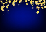 Gold Luxury Stars Vector Blue Background. Effect 