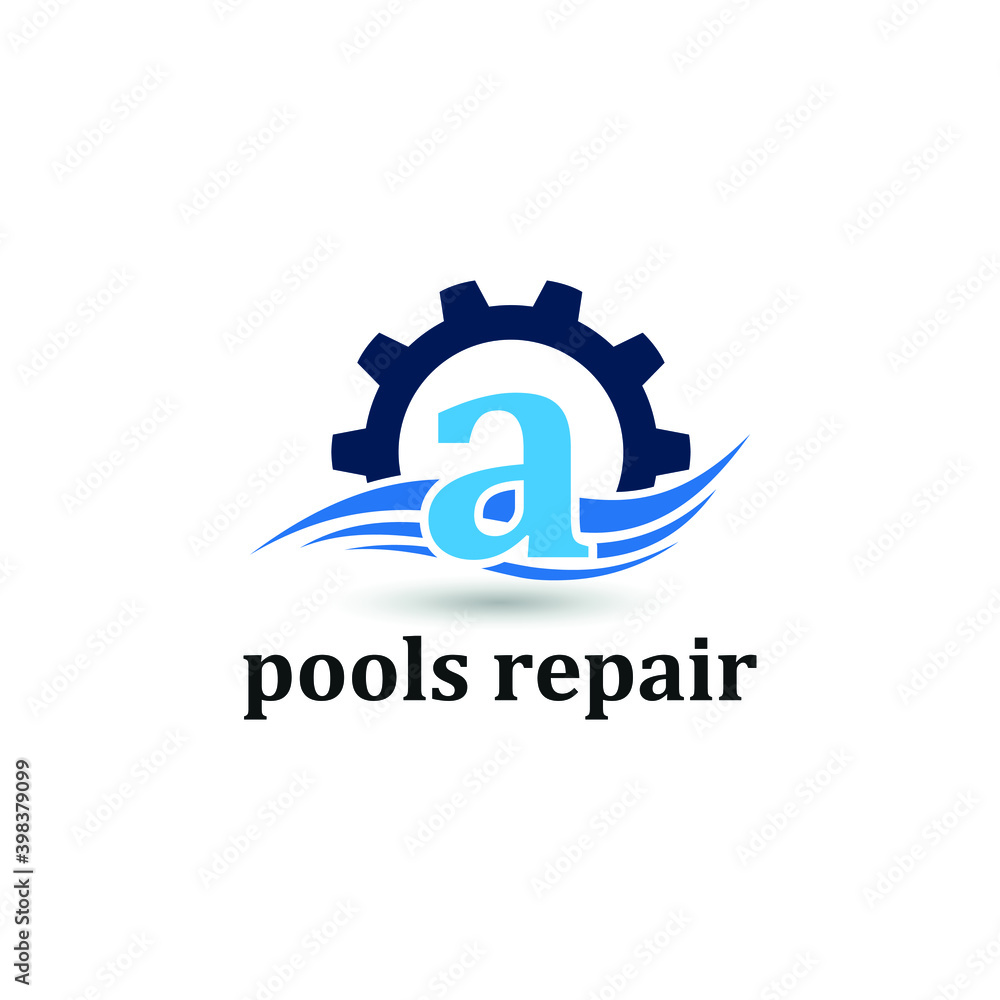 Initial a letter for swimming pools and aquatic venue repairing, setting and service company logo template
