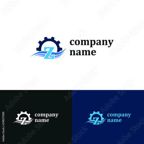 Initial z letter for swimming pools and aquatic venue repairing, setting and service company logo template