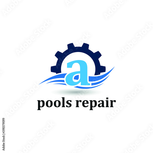 Initial a letter for swimming pools and aquatic venue repairing, setting and service company logo template