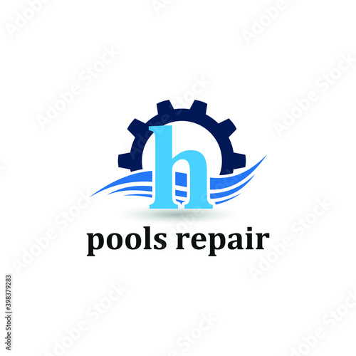 Initial h letter for swimming pools and aquatic venue repairing, setting and service company logo template
