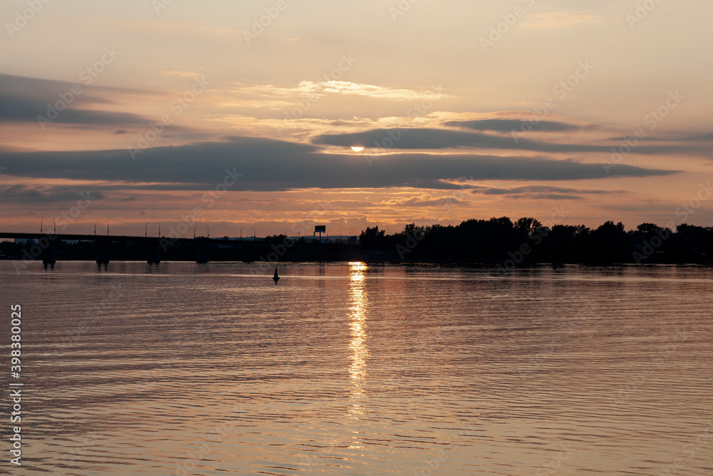 Sunset over the river