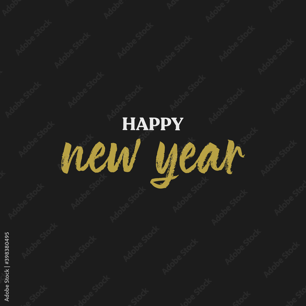 Happy new year typography sign. Vector Lettering Composition. Holiday design for greeting card.