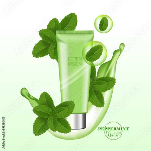 Green and fresh peppermint leaf vector illustration.