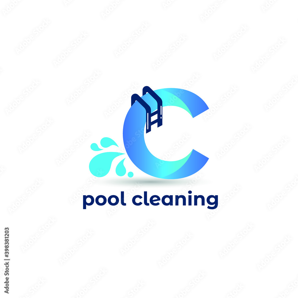 Initial c letter for swimming pools and aquatic venue repairing, setting and service company logo template Initial c letter for swimming pools and aquatic venue repairing, setting and service company logo template