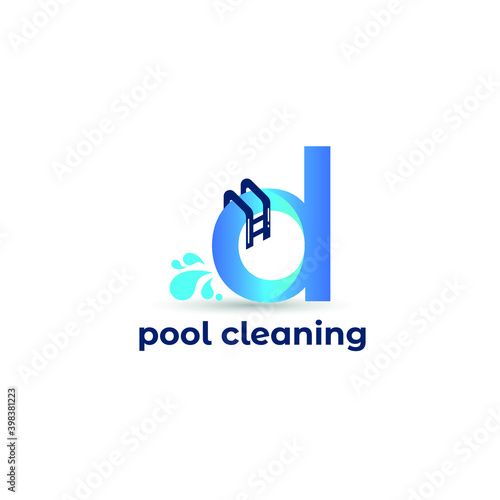 Initial d letter for swimming pools and aquatic venue repairing, setting and service company logo template