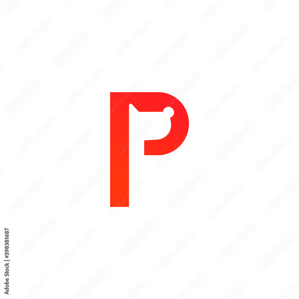Alphabet P letter mark dog sign icon vector logo template Alphabet P letter mark dog sign icon vector logo template