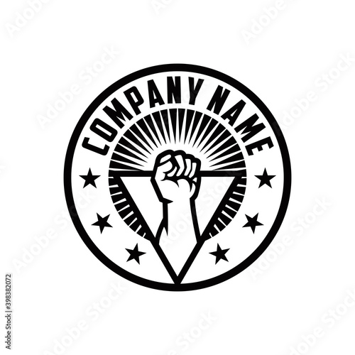 Hand Fighter logo vector template.