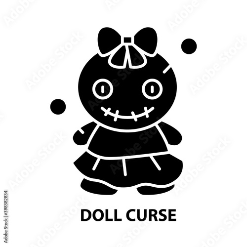 doll curse icon, black vector sign with editable strokes, concept illustration