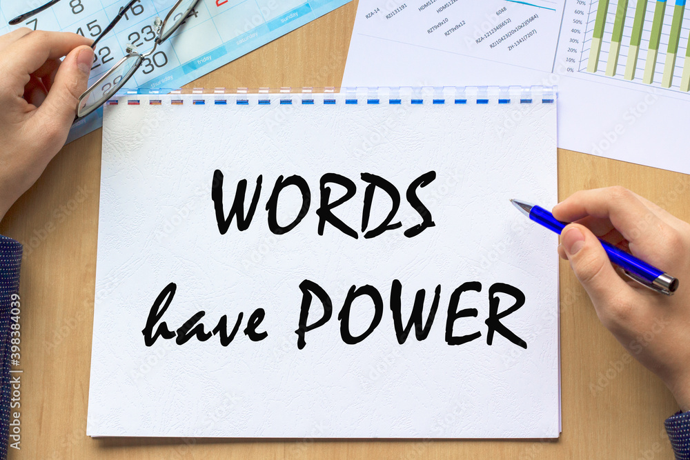 Text WORDS HAVE POWER on financial tables with . Business and financial conzept. the working paper with a diagram. Text WORDS HAVE POWER on financial tables with . Business and financial conzept. the working paper with a diagram.