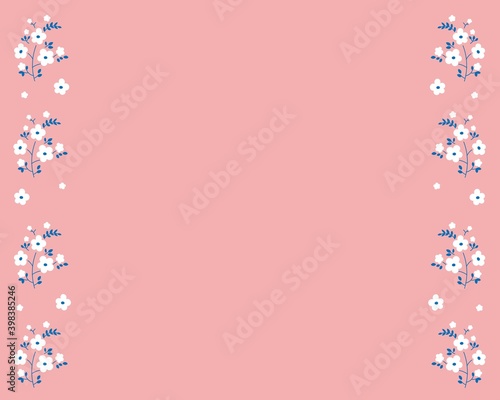 白い花のサイドフレーム ピンク