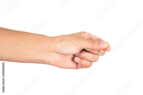 Wallpaper Mural A hand pinching something in front of a white background Torontodigital.ca