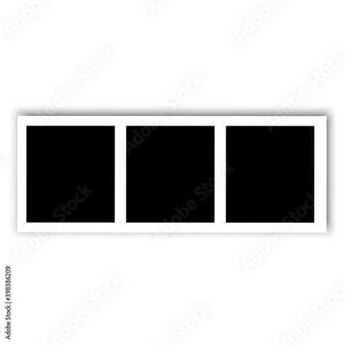 Black three frames of film in retro style on white background. Vector design template. Stock image. EPS 10.