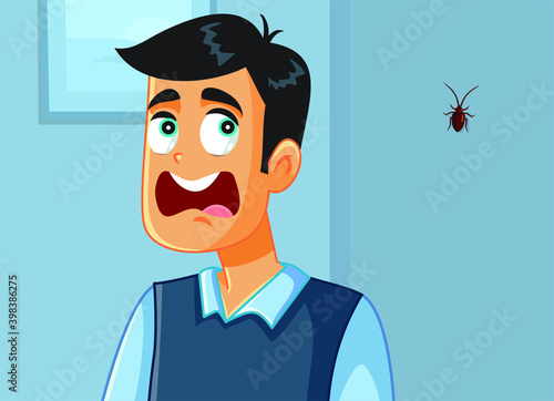Funny Man Screaming Scared of a Cockroach