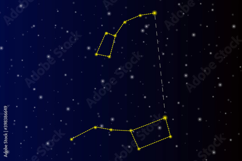 Realistic illustration with ursa major ursa minon dark background. Christmas design. Dark background. Stock image. EPS 10.