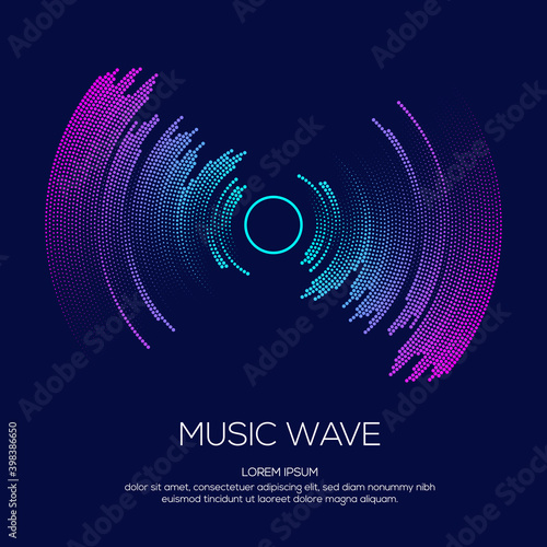 Poster of the sound wave. Vector illustration music on dark background. Illustration suitable for design - Vector Illustration