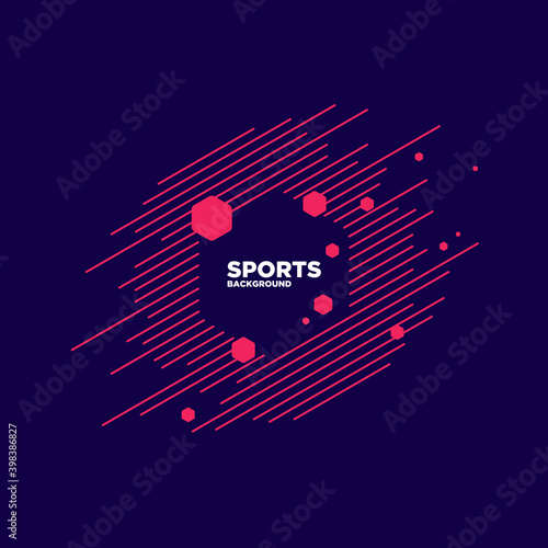 Sports poster. Abstract background with dynamic shapes. Vector Illustration