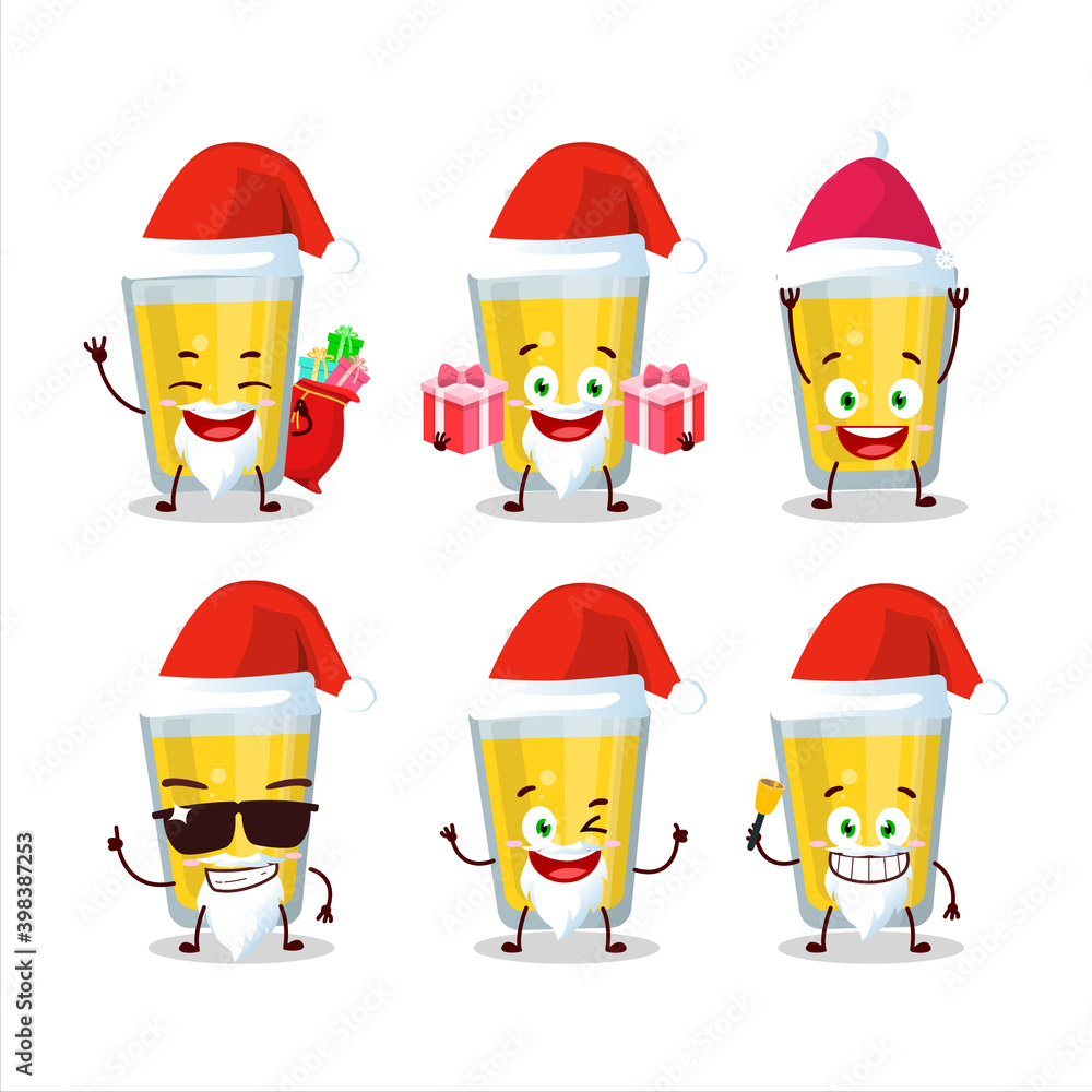 Santa Claus emoticons with banana juice cartoon character