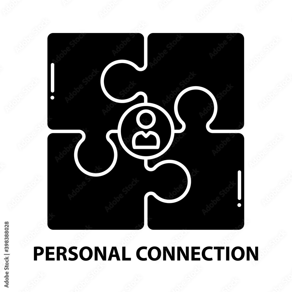 personal connection icon, black vector sign with editable strokes, concept illustration personal connection icon, black vector sign with editable strokes, concept illustration