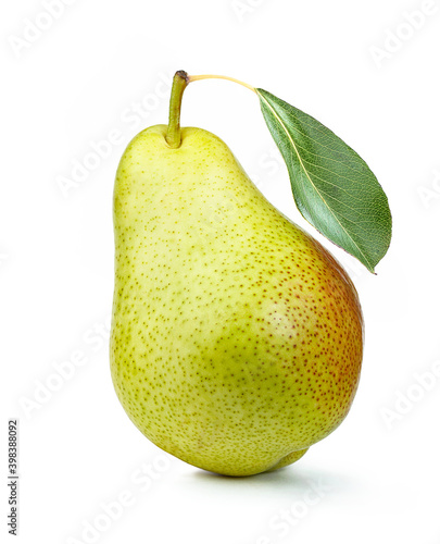 fresh ripe yellow appetized pear isolated white background