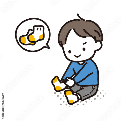 靴下を履く幼児