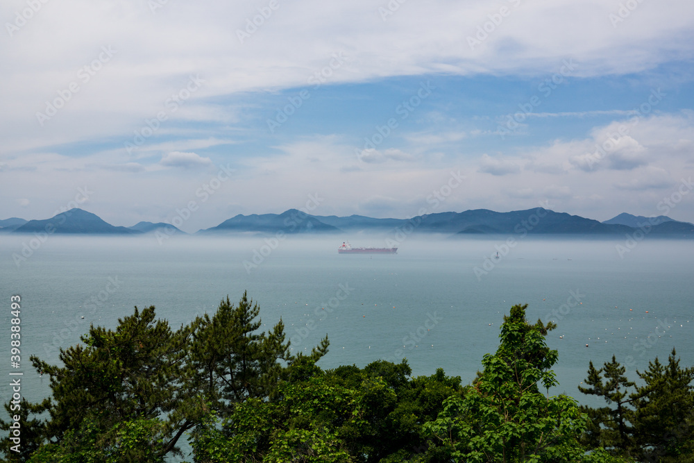 Beautiful sea view of Gumidong beach in Namhaegun, Gyeongsangnamdo