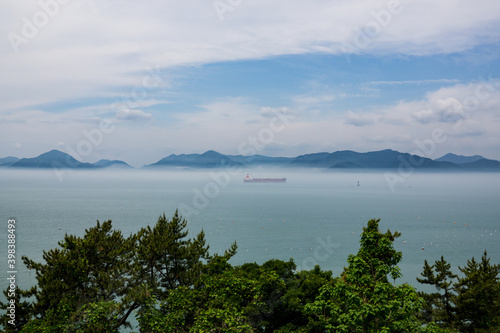 Beautiful sea view of Gumidong beach in Namhaegun, Gyeongsangnamdo