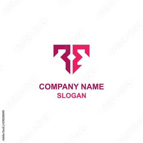 RE letter initial logo, simple and modern bold logo with unique shape.
