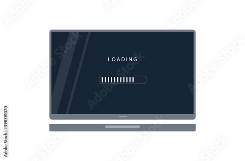System or software update. Software update installation process or data transfer. Vector image for web page, banner, presentation.
