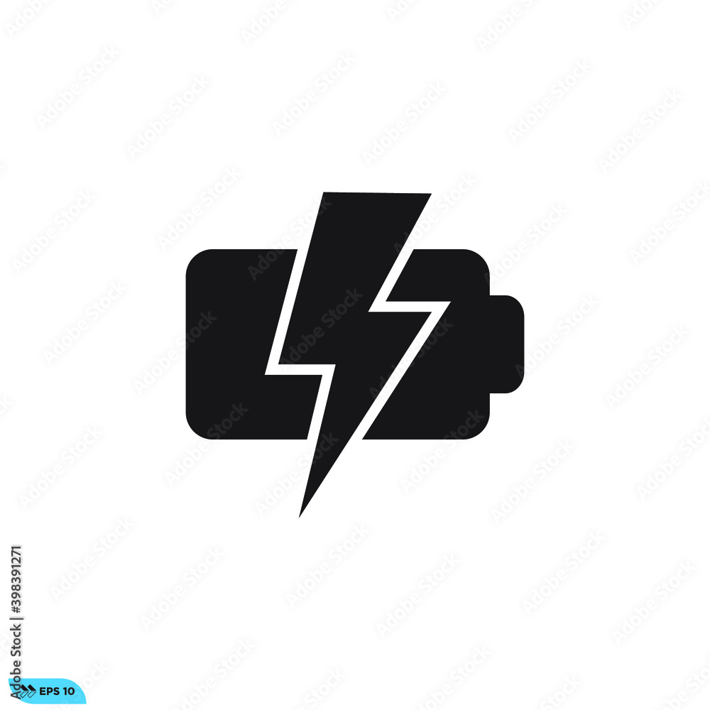 Icon vector graphic of battery, symbol charge Icon vector graphic of battery, symbol charge