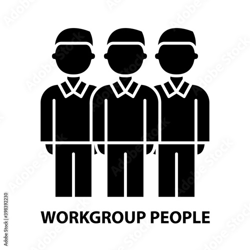 workgroup people icon, black vector sign with editable strokes, concept illustration