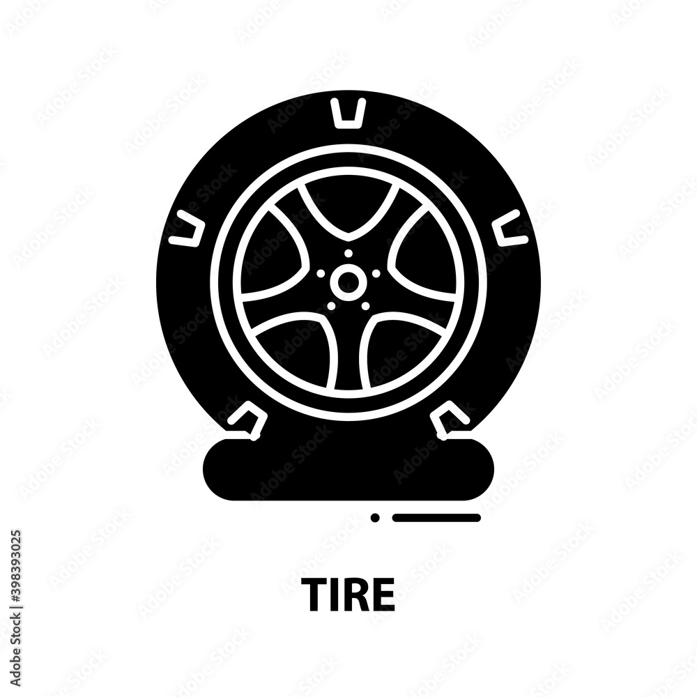 tire symbol icon, black vector sign with editable strokes, concept illustration tire symbol icon, black vector sign with editable strokes, concept illustration