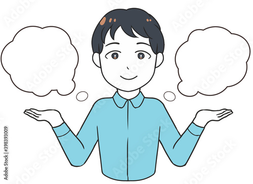 比較する　吹き出し　男性