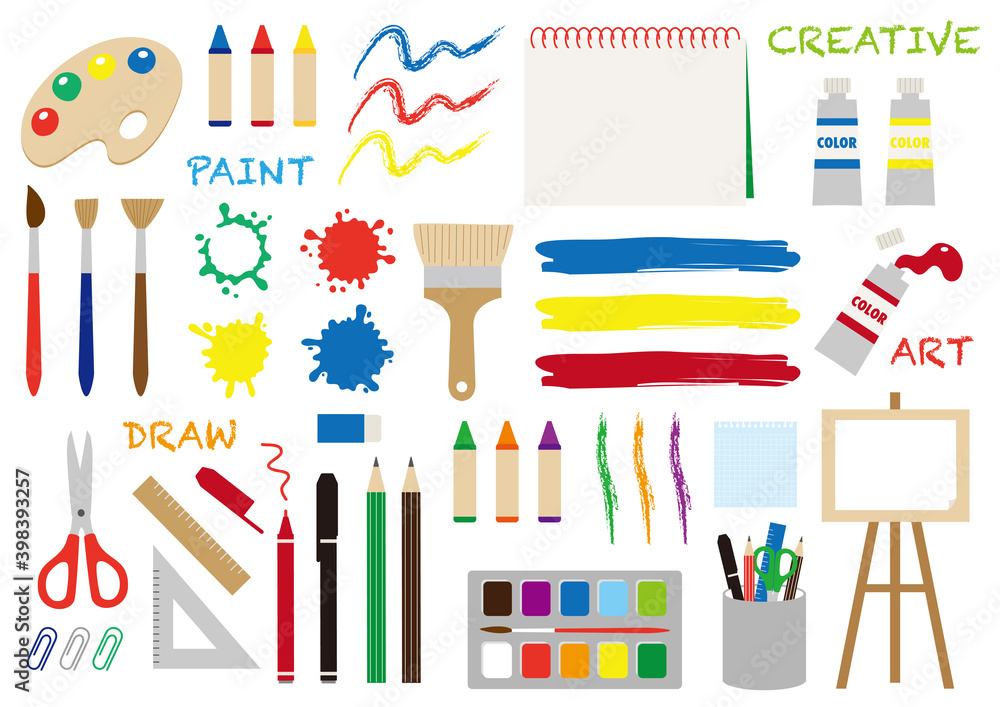 タイトル アート イラスト 素材 道具 絵の具 Stock Vector Adobe Stock