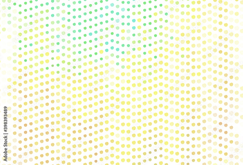 Light Green, Yellow vector backdrop with curved lines.