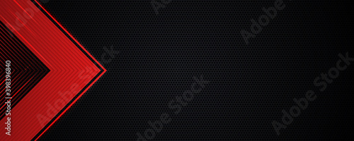Template corporate concept red black grey and white contrast e-sport game background with triangle and square lines for wide banner. Vector graphic design illustration