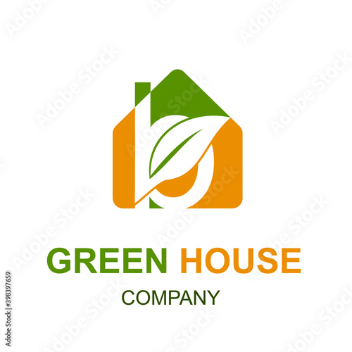 Initial c letter with leaf and home icon for agriculture and green house nature logo concept