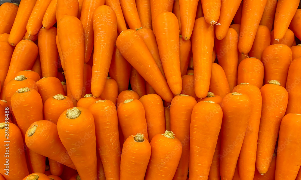 closeup fresh carrots in the supermarket closeup fresh carrots in the supermarket