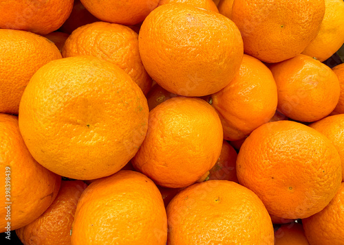 close up fresh orange fruits in the shop