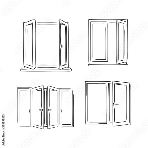 Window. Hand drawn sketch illustration. window vector sketch illustration