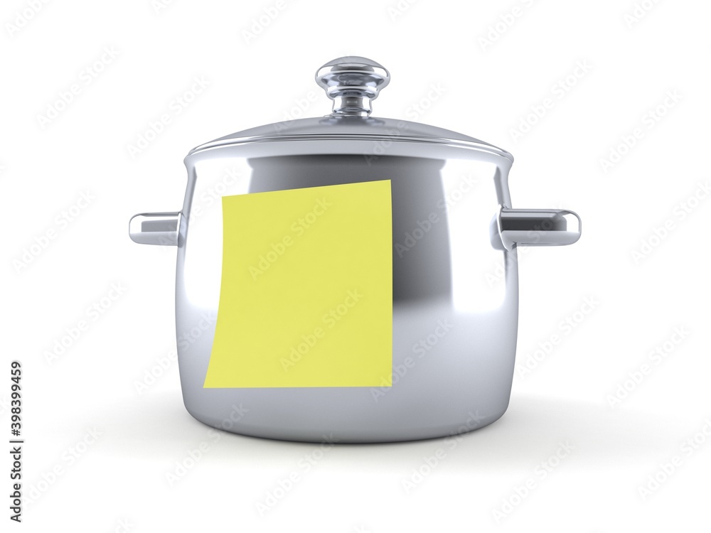 Obraz premium Kitchen pot with blank yellow sticker