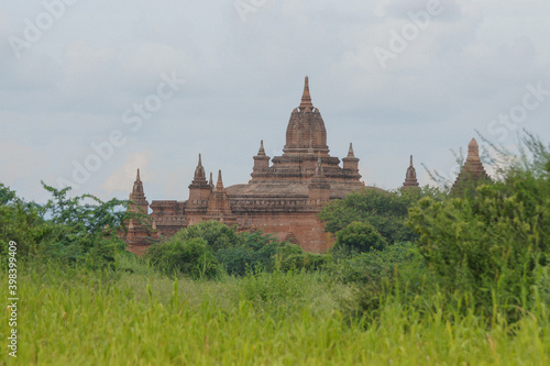 a large castle in a grassy field