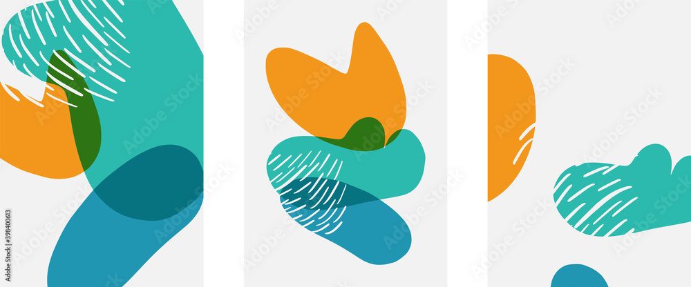 Hand drawn doodle shapes, wall art painting style, vector abstract background templates. A4 poster design or for covers, banners, flyers Hand drawn doodle shapes, wall art painting style, vector abstract background templates. A4 poster design or for covers, banners, flyers