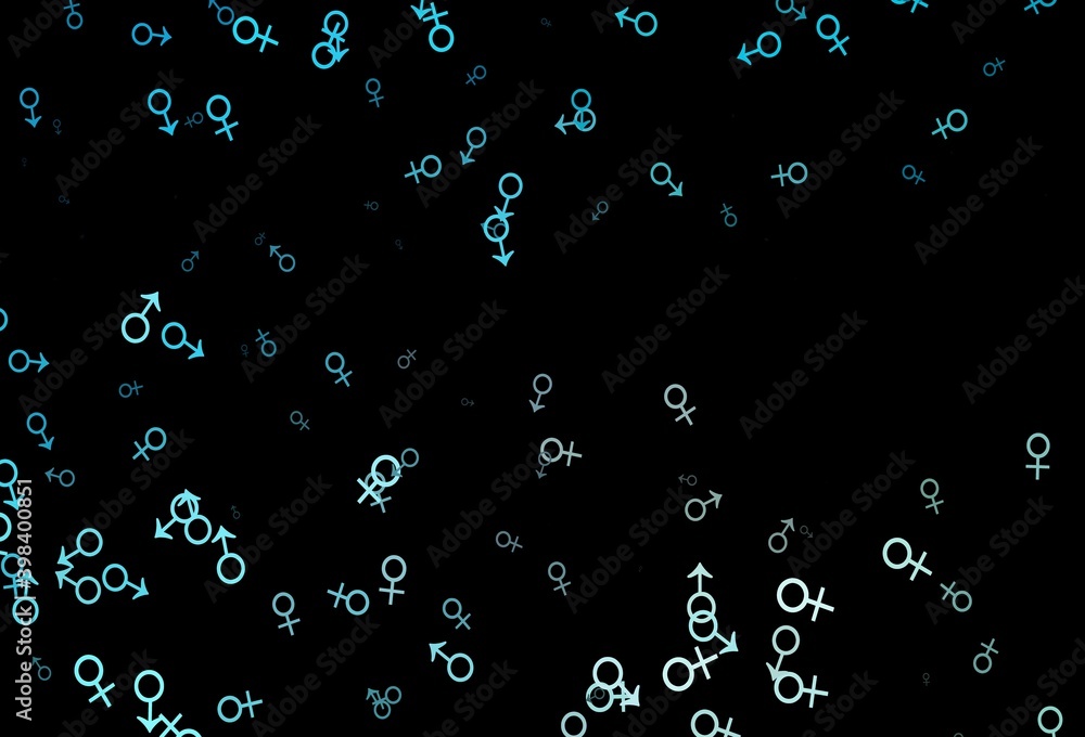 Dark blue vector pattern with gender elements. Dark blue vector pattern with gender elements.