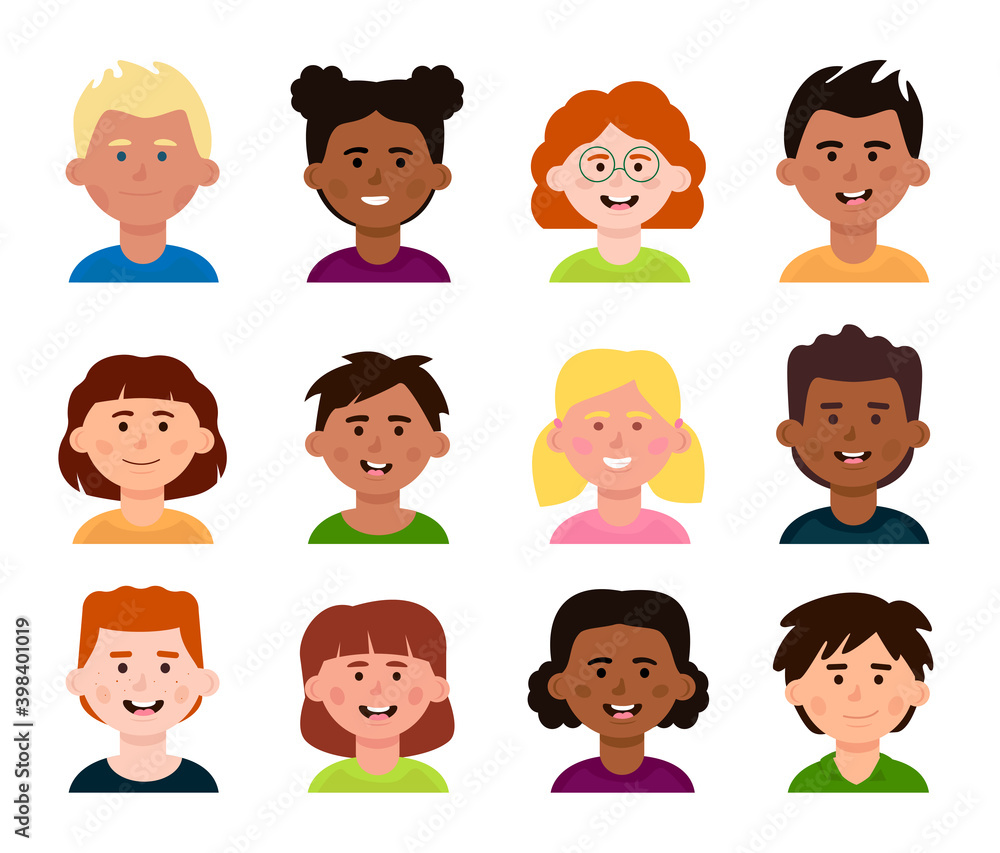 Set of avatars of different children. Multi-ethnicity, diversity collection. Set of avatars of different children. Multi-ethnicity, diversity collection.