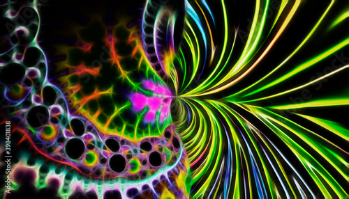 Abstract neon fractal futuristic background © vvicca