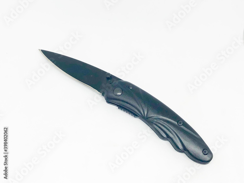 Portable pocket pocket knives, white background photo